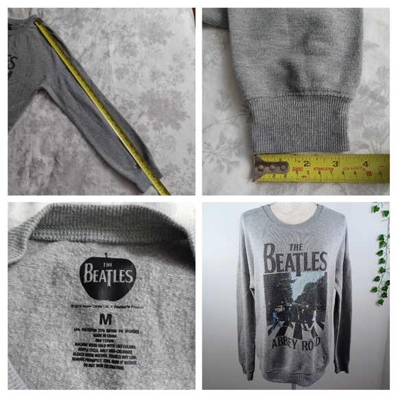 Beatles Abby Road Distressed Style Sweatshirt Medium Gray -Graphic Print - Picture 12 of 13